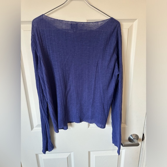 EILEEN FISHER DARK PURPLE Women's Linen Top. - Picture 7 of 10